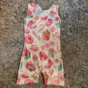 Girls Cupcake and Candy metallic leotard NNWT